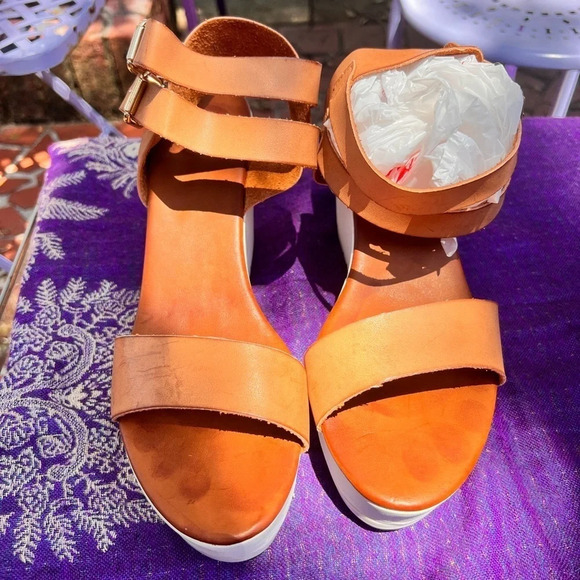 Exe brown leather platform sandals - Picture 1 of 8